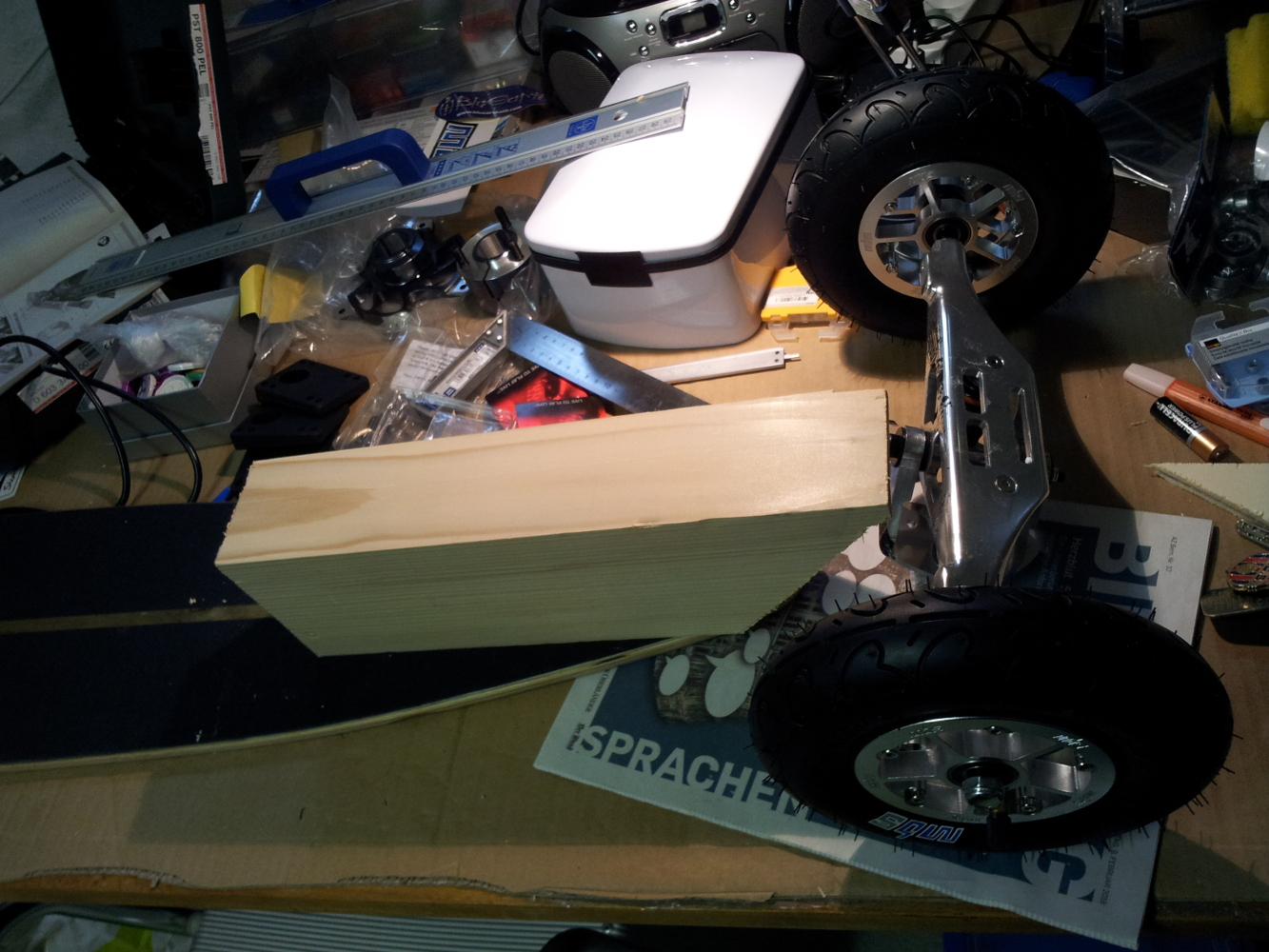 Mocked up unmounted front wheels